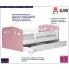 Szczegółowe zdjęcie nr 4 produktu Łóżko dziecięce z barierką pudrowy róż - Cecil 3X 80x180