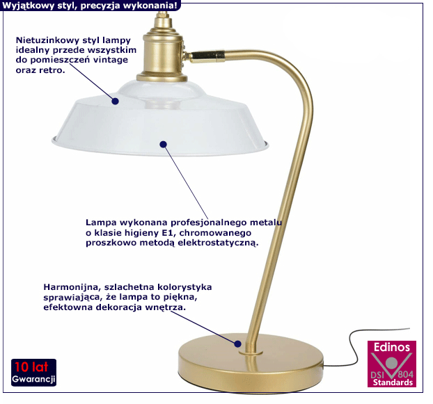 Biała lampa stołowa Sigurd - retro