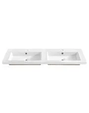 Podwójna biała umywalka ceramiczna 120 cm - Foxton w sklepie aosom.live