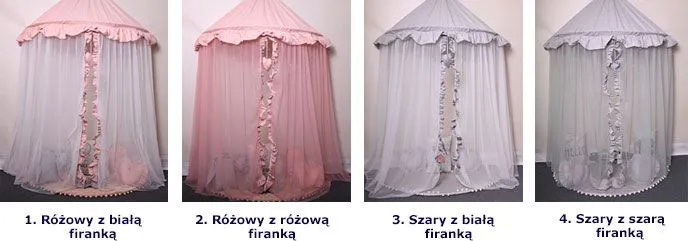 Dziecięcy baldachim Areon 2X w 4 kolorach do wyboru (różowo-biały, różowy, szaro-biały i szary)