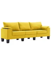 Trzyosobowa ekskluzywna żółta sofa - Ezof 3Q w sklepie aosom.live