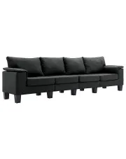 4-osobowa sofa czarna z podłokietnikami - Ezof 4Q w sklepie aosom.live