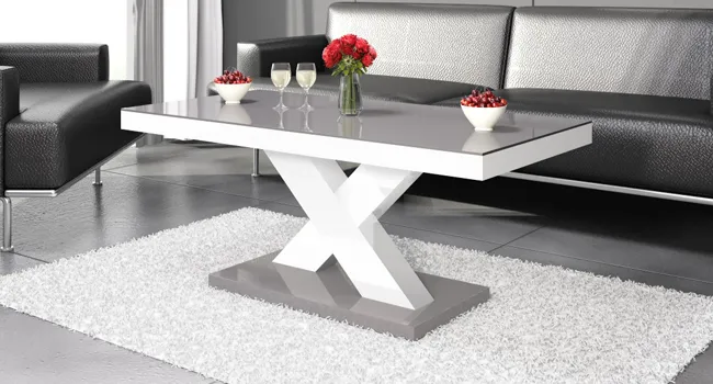 Designerski ławostół Starki 3X - biało szary połysk