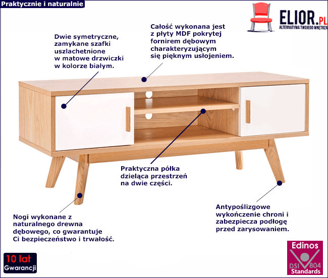 Stolik telewizyjny z dębowego forniru Birga