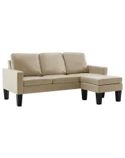 3-osobowa sofa z ekoskóry z podnóżkiem cappuccino - Lencor 4Q w sklepie aosom.live
