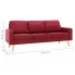 Trzyosobowa czerwona sofa z tkaniny Eroa 3Q