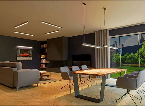 Biały minimalistyczny liniowy plafon EX627-Herrick z modułem LED