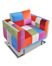 Klubowy fotel patchwork z chromowaną podstawą - Daisy w sklepie aosom.live