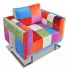 Klubowy fotel patchwork z chromowaną podstawą - Daisy