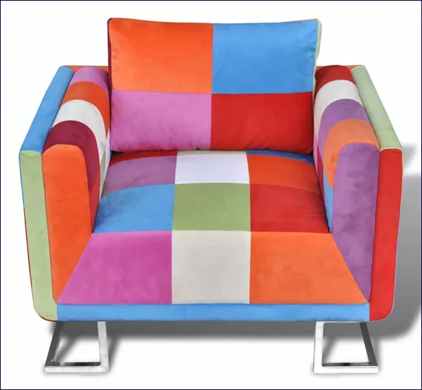 Kolorowy fotel klubowy patchwork Daisy