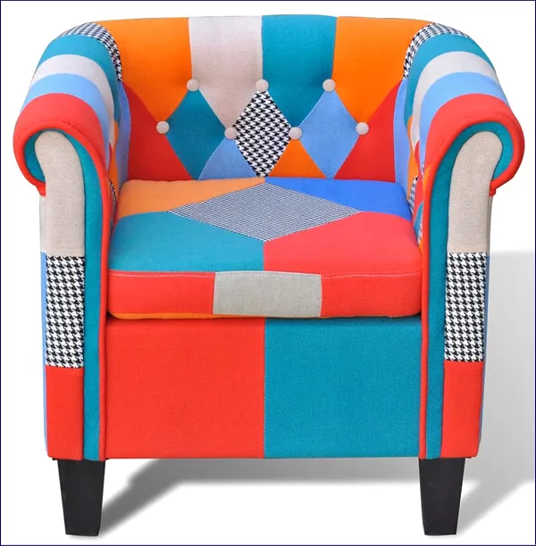 Patchworkowy fotel w stylu chesterfield Xala
