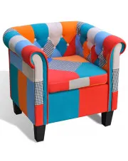 Fotel patchworkowy chesterfield - Xala w sklepie aosom.live