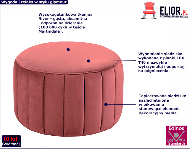 Różowa pufa welurowa Hada