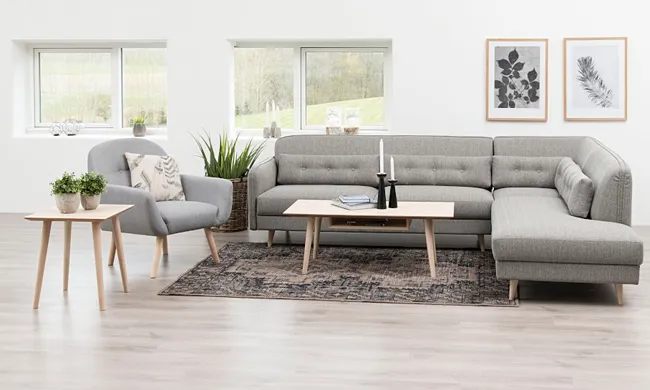 Boho stolik z półką Softar - naturalny