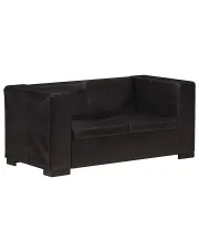 2-osobowa sofa z czarnej skóry naturalnej - Vino 2Q w sklepie aosom.live