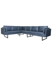 7-osobowa szara sofa narożna z ekoskóry - Lordis 2X w sklepie aosom.live