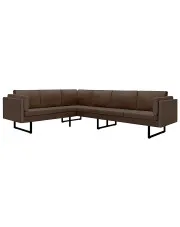 7-osobowa brązowa sofa narożna z tkaniny - Lordis w sklepie aosom.live