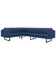7-osobowa niebieska sofa narożna z tkaniny - Lordis w sklepie aosom.live