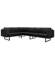 7-osobowa czarna sofa narożna z tkaniny - Lordis w sklepie aosom.live