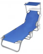 Niebieski leżak plażowy z zadaszeniem - Tatami w sklepie aosom.live