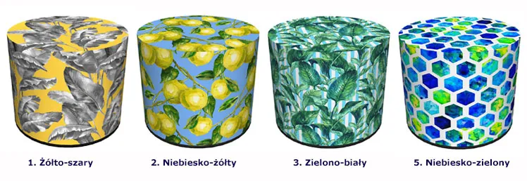 Designerska tapicerowana kolorowa pufa Mikin