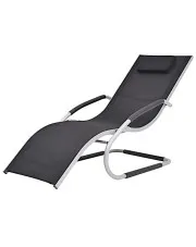 Czarny ergonomiczny leżak ogrodowy - Rami w sklepie aosom.live
