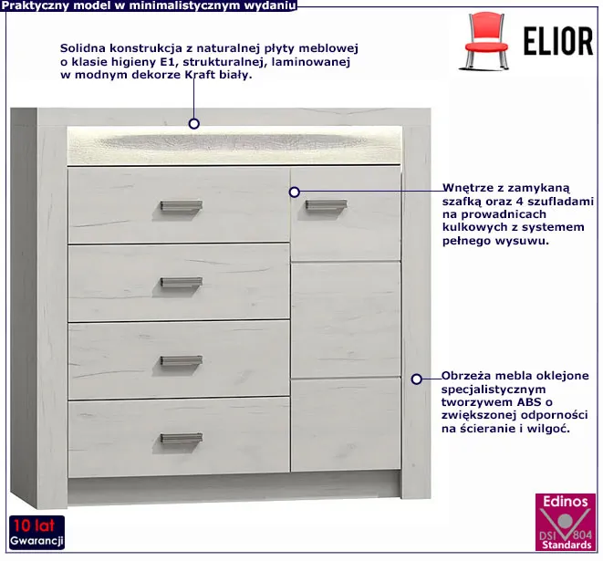 Komoda w dekorze kraft biały Filin 17X