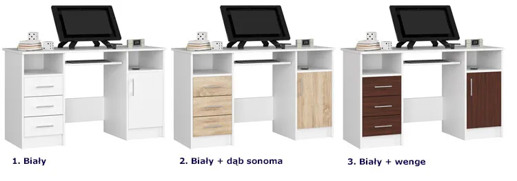 Wszystkie kolory biurka Dopio 3X