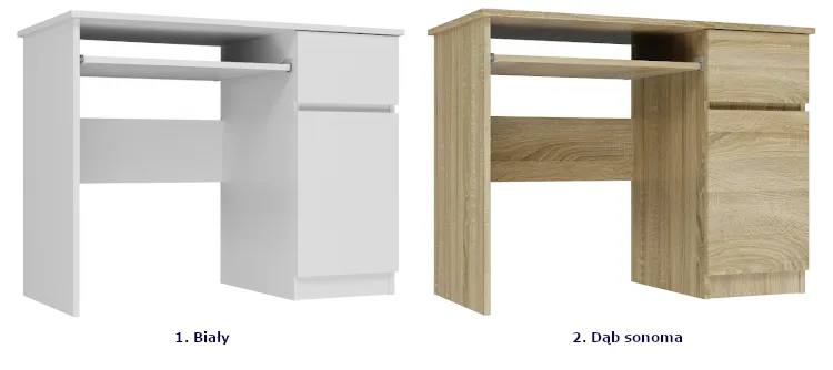 Produkt Białe biurko z szufladą i 3 półkami - Tika 4X - zdjęcie numer 3