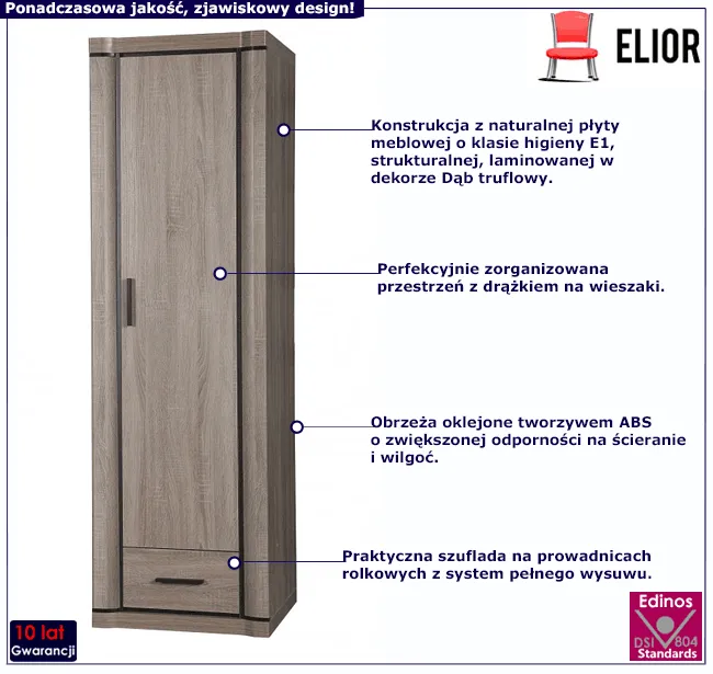 Szafa jednodrzwiowa kolorze dąb truflowy Rectano 20X