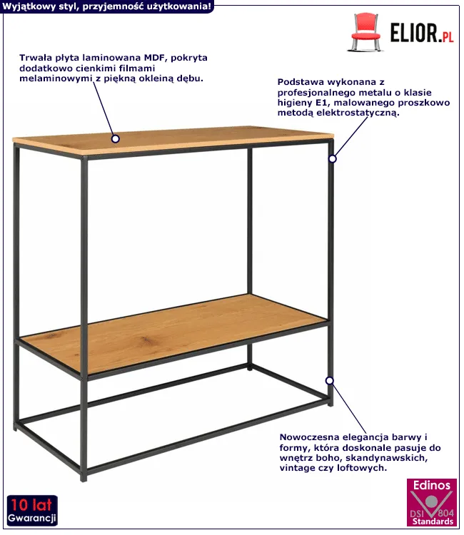 Minimalistyczna konsola Visim - dąb