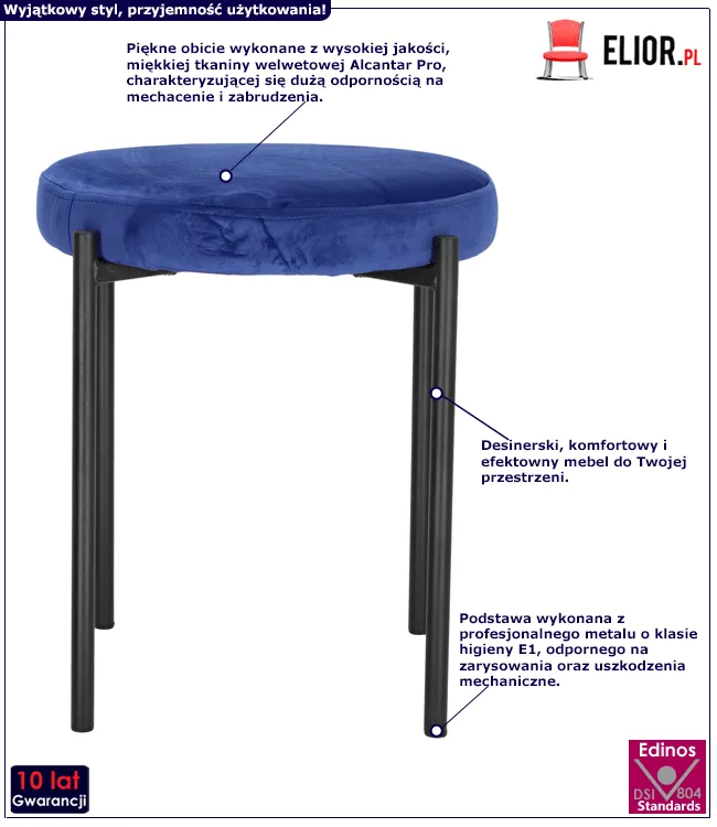 Niebieskie taboret Umba - miękki
