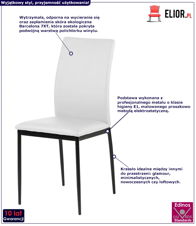 Białe krzesło Perselia 3X - do salonu