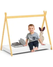 Białe łóżko dziecięce tipi z materacem - Welma 4X 80x180 w sklepie aosom.live