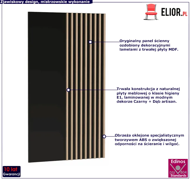 Ozdobny panel ścienny czarny Rovel 12X