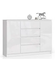Biała komoda w połysku do salonu - Liv 4X 140cm w sklepie aosom.live