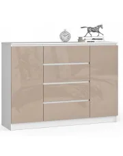 Nowoczesna komoda do salonu biała + cappuccino połysk - Liv 4X 140 cm w sklepie aosom.live