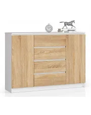 Skandynawska komoda do salonu biały + dąb sonoma - Liv 3X 140 cm w sklepie aosom.live