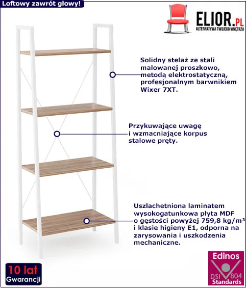 Nowoczesny loftowy regał otwarty do biura salonu Revers 6X