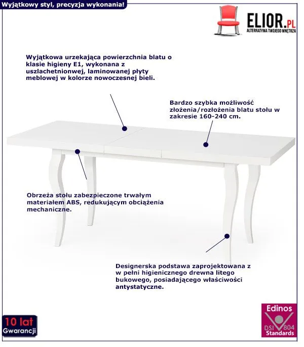 Elegancki stół Rapid - biały