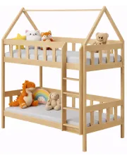 Drewniane dziecięce łóżko piętrowe domek, sosna - Varcon 3X 180x80 cm w sklepie aosom.live