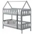 Szare łóżko piętrowe dziecięce domek z 2 materacami - Varcon 3X 180x80 cm
