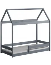 Szare drewniane dziecięce łóżko domek - Kiders 160x80 cm w sklepie aosom.live
