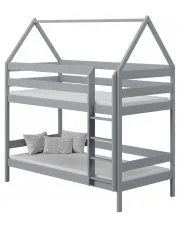 Szare łóżko piętrowe domek 2-osobowe z materacami - Delisa 3X 180x90 cm w sklepie aosom.live