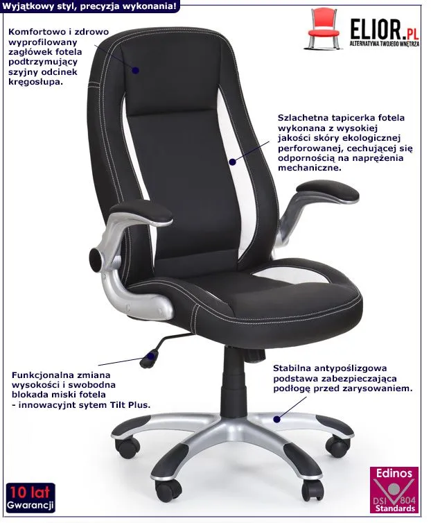 Stylowy fotel do gabinetu Ikariv - czarny