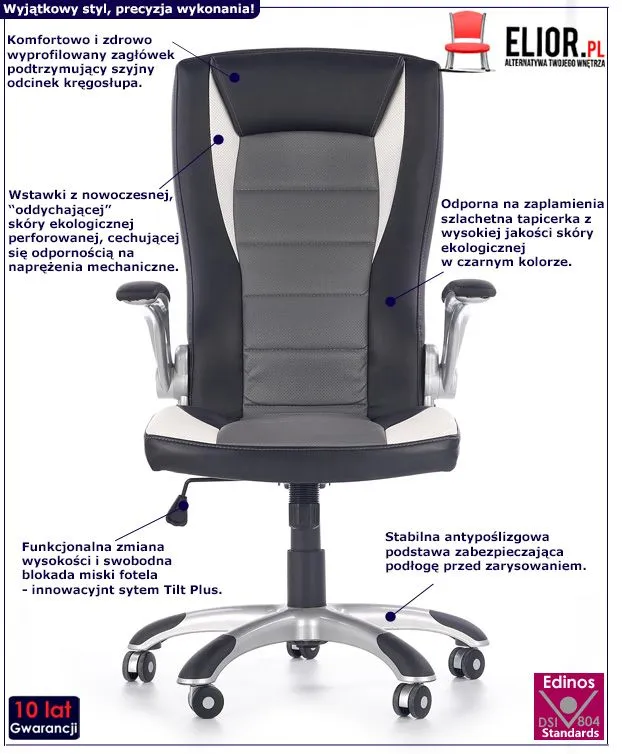Stylowy fotel do gabinetu Heros - obrotowy