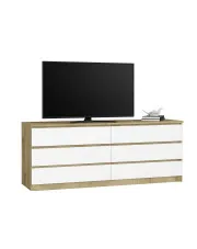 Komoda RTV z szufladami dąb artisan + biały - Kali 3X w sklepie aosom.live