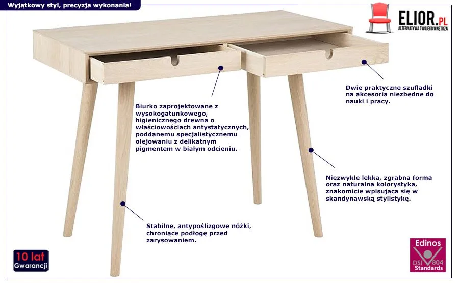 Jasne biurko Softar - naturalne