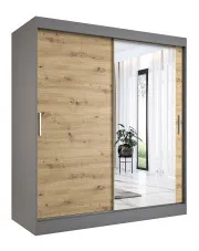 Szafa przesuwna antracyt + dąb artisan 180 cm - Massi 5X w sklepie aosom.live
