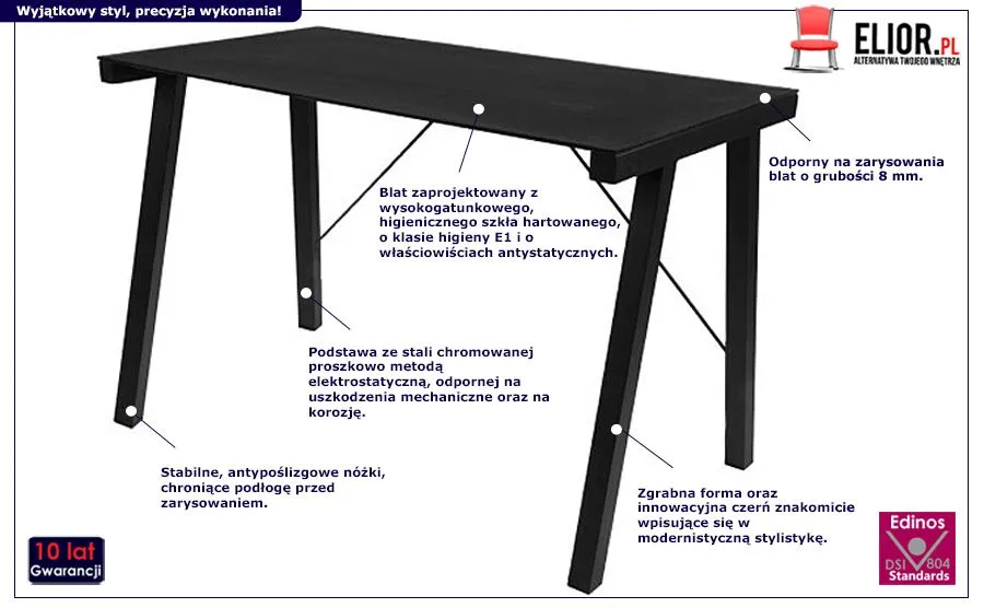 Nowoczesne biurko Minimos - czarne
